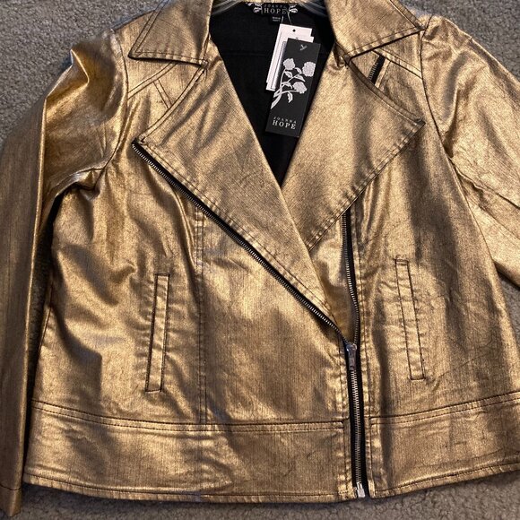 Woman size 10 gold motorcycle jacket - Picture 3 of 5
